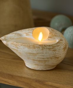 White Melo Shell Flameless Candle