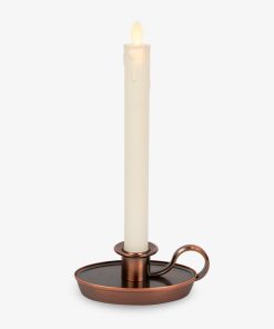 Pearl Ivory Window Taper with Bronze Base