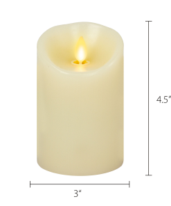 Ivory Flameless Candle Pillar - Scallop Top Vanilla Scented - 3” Width
