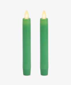 Vibrant Green Flameless Candle Tapers - Flat Top - 6.75
