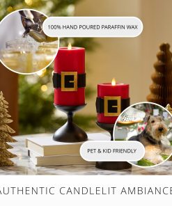 Holiday Red Santa's Belt Flameless Candle Pillar