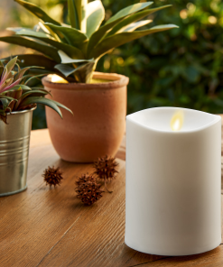 Outdoor Flameless Ivory Pearl Candle Pillar - Melted Top - 3.75