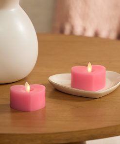 Set of 2 Sweet Pink Flameless Candle Heart Tealights