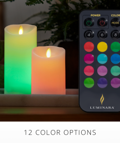 Flameless Color Changing Candle Pillar with Remote - Scallop Top - 3