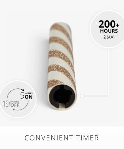 Champagne Glow Candy Cane Glitter Flameless Candle Taper