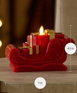Holiday Red Santa Flameless Candle Sleigh