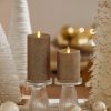Gold Glitter Flameless Candle Pillar