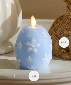 Cashmere Blue Flameless Candle Floral Egg