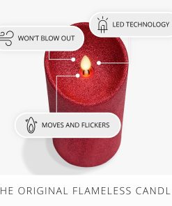 Holiday Red Glitter Flameless Candle Pillar
