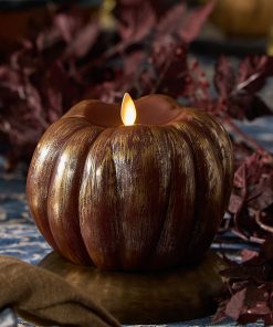 Metallic Cappuccino Flameless Candle Pumpkin