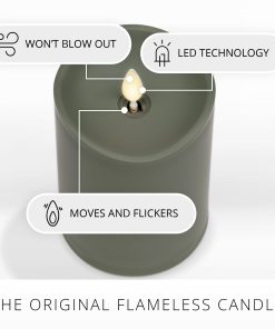 Loden Green Outdoor Flameless Candle Pillar