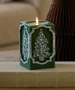 Holiday Green Tree Vignette Flameless Candle