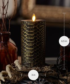 Black and Gold Snakeskin Flameless Candle Pillar