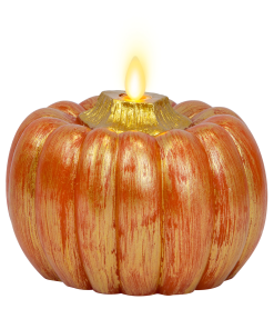 Orange and Metallic Gold Flameless Candle Pumpkin