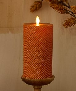 Glitter Marmalade Ribbed Flameless Candle Pillar