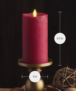 Chalky Red Flameless Candle Pillar