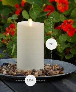 Outdoor Flameless Ivory Pearl Candle Pillar - Melted Top - 3.75