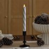 Brilliant Silver Candy Cane Glitter Flameless Candle Taper
