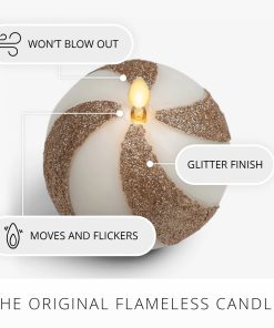 Champagne Glow Candy Cane Glitter Flameless Candle Sphere