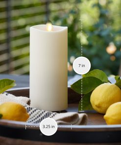 Pearl Ivory Outdoor Flameless Candle Pillar - Melted Top - 3.25