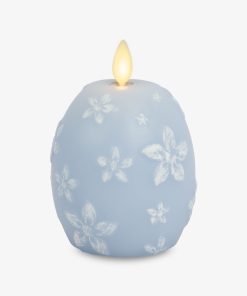 Cashmere Blue Flameless Candle Floral Egg