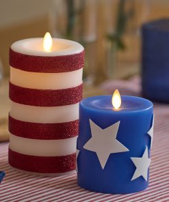 Set of 2 Stars & Stripes Flameless Candle Pillars