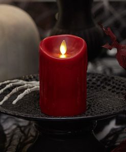 Burgundy Wax Drip Flameless Candle Pillar
