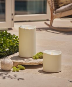 Pearl Ivory Outdoor Flameless Candle Grand Pillar with Remote - Melted Top