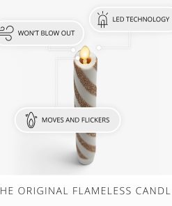 Champagne Glow Candy Cane Glitter Flameless Candle Taper