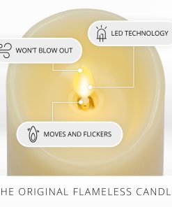 Ivory Flameless Candle Pillar - Scallop Top - 3