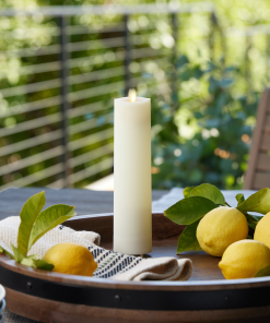Pearl Ivory Outdoor Flameless Candle Slim Pillar - Melted Top - 2