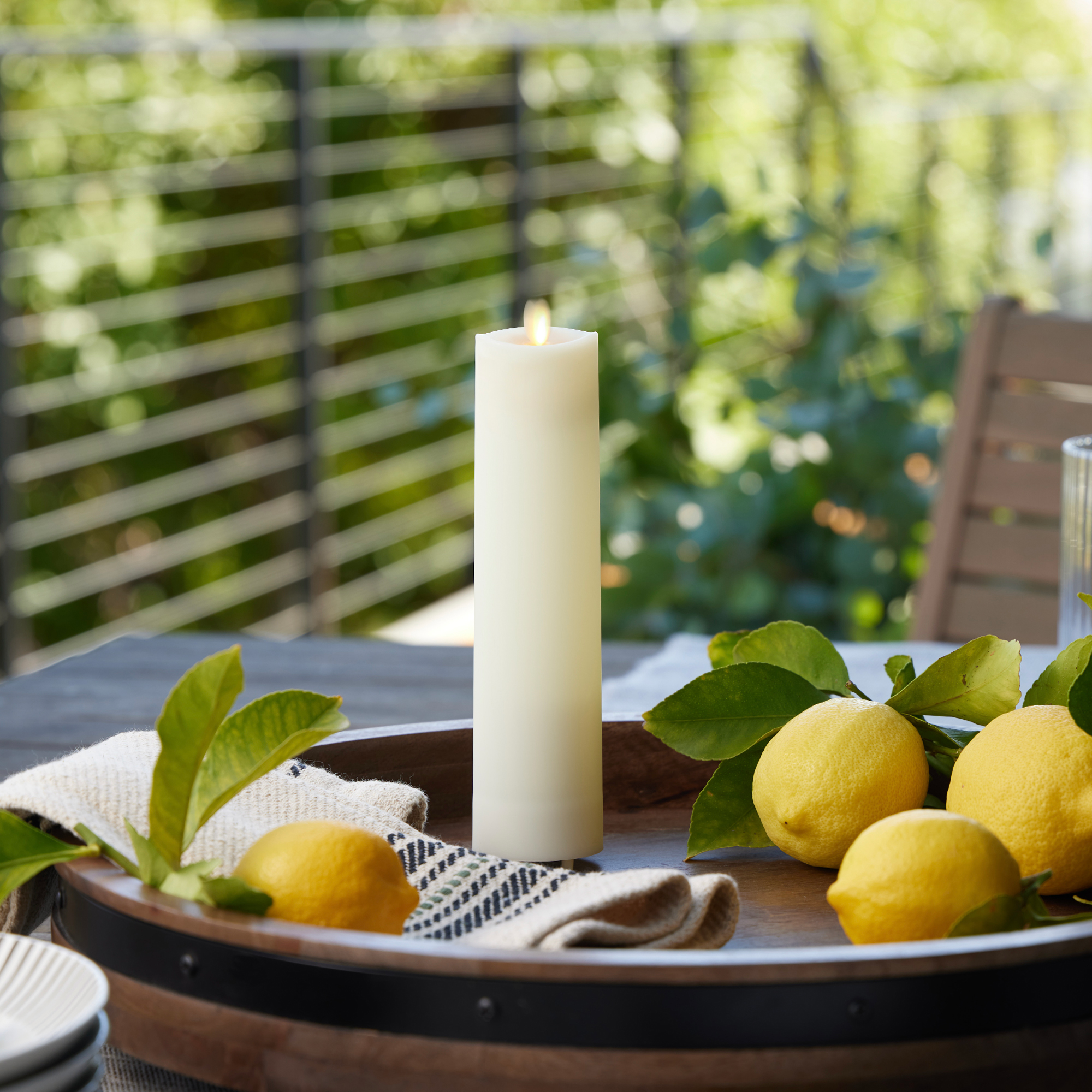 sm-image-7be5aeb57bfdaac3b7236b1b Pearl Ivory Outdoor Flameless Candle Slim Pillar - Melted Top - 2" Width