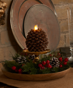 Brown Flameless Candle Pinecone