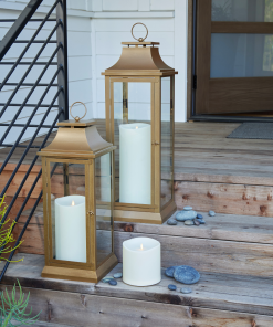 Pearl Ivory Outdoor Flameless Candle Grand Pillar with Remote - Melted Top