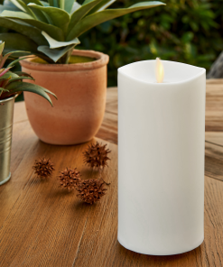 Pearl Ivory Outdoor Flameless Candle Pillar - Melted Top - 3.25