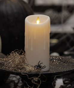 White Wax Drip Flameless Candle Pillar
