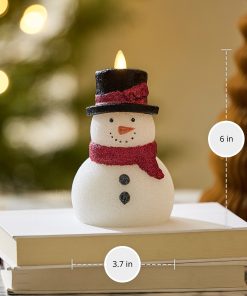 White Glitter Flameless Candle Snowgirl