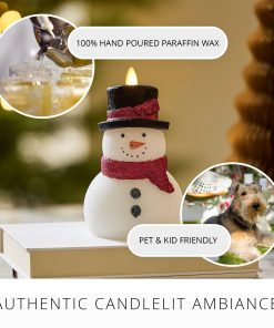 White Glitter Flameless Candle Snowgirl