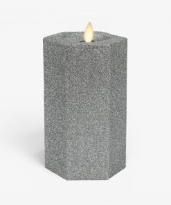 Brilliant Silver Hexagon Flameless Candle Pillar