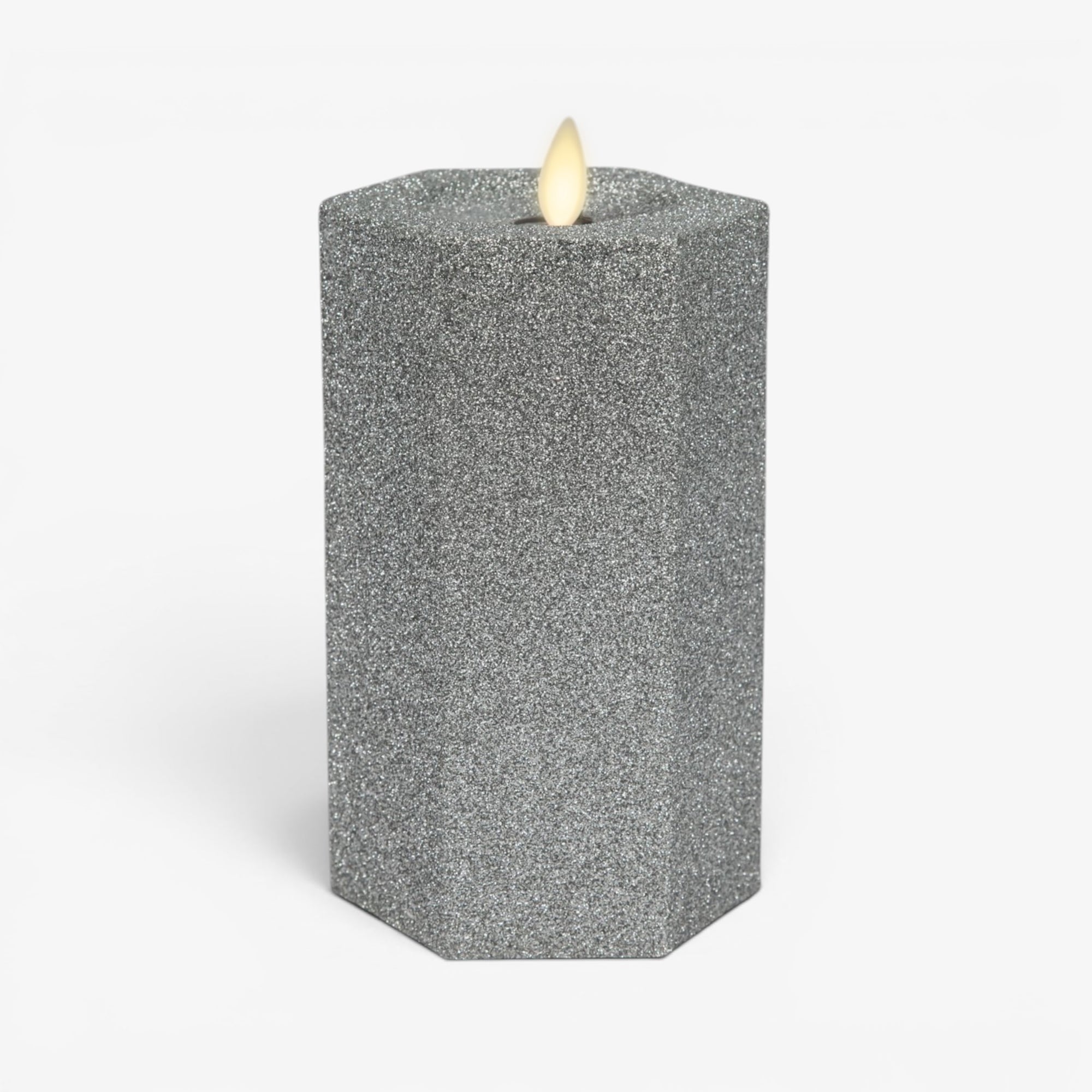 sm-image-7fb6f17a3960754ffa5d2c6c Brilliant Silver Hexagon Flameless Candle Pillar