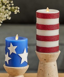 Set of 2 Stars & Stripes Flameless Candle Pillars