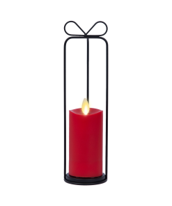 Bow Lantern and True Red Outdoor Flameless Candle