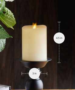 Ivory Flameless Candle Pillar - Melted Top - 3