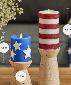 Set of 2 Stars & Stripes Flameless Candle Pillars