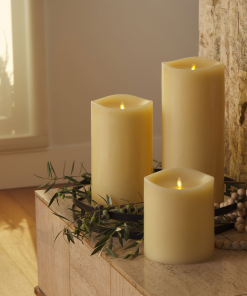 Ivory Flameless Candle Grand Pillar - Melted Top - 6.25" Width