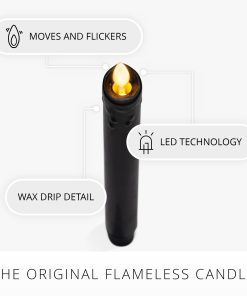 Black Wax Drip Flameless Candle Taper