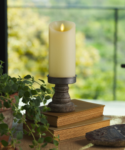 Ivory Flameless Candle Pillar - Scallop Top - 3