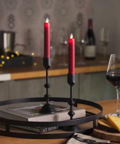 Burgundy Flameless Candle Tapers - Flat Top - 6.75" Height - Set of 2