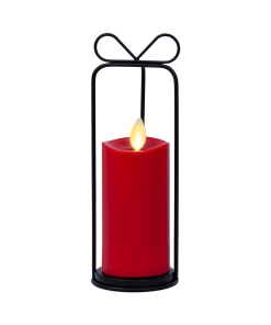 Bow Lantern and True Red Outdoor Flameless Candle