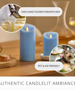 Airy Blue Flameless Candle Pillar - Scallop Top - 3